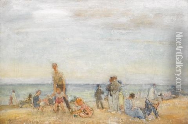 Beach Scene Oil Painting - Walter Westley (Sir) Russell