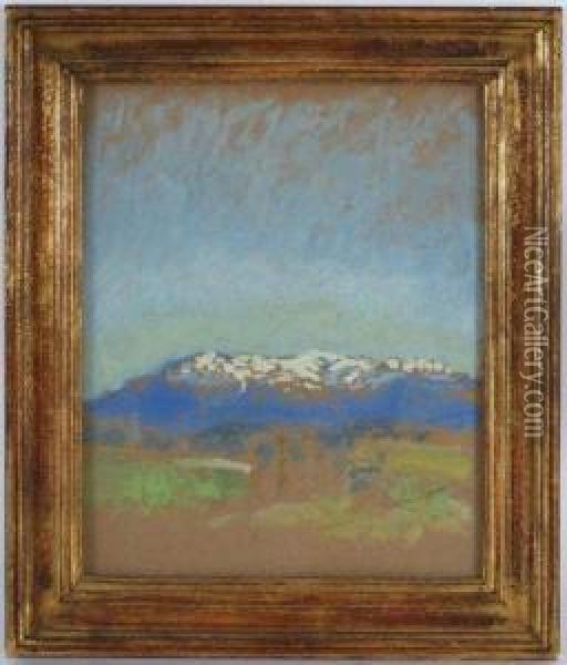 Les Alpes Oil Painting - Andre Julien Prina