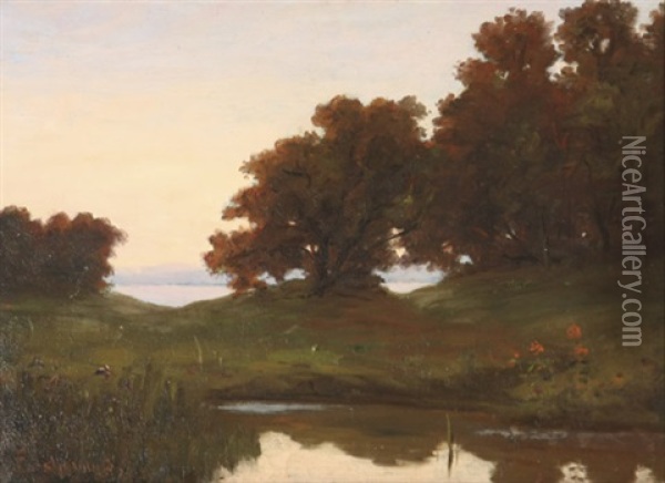 River Landscape Oil Painting - Louis Michel Eilshemius