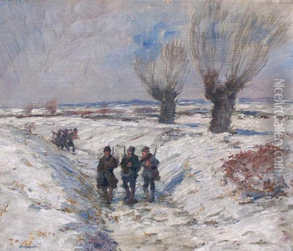 Winterlandschaft Mit Personen Oil Painting - Leo Kuppers