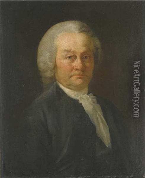 Portrait D'homme Age, En Chemise Et Perruque Blanches Oil Painting - Henri-Pierre Danloux