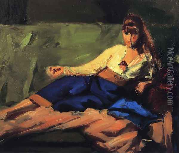 The Lounge Aka Figure On A Couch Oil Painting - Robert Henri