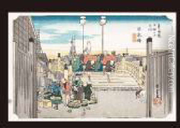 53 Stations Of Tokaido Oil Painting - Utagawa or Ando Hiroshige