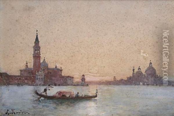 Vue De Venise. San Giorgio Et La Salute. Oil Painting - Amedee Rosier