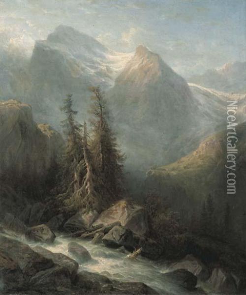 Paysage De Montagnes Oil Painting - Francois Diday