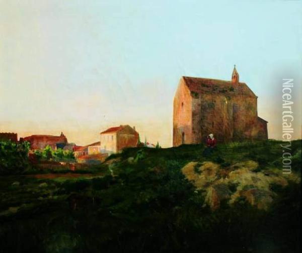 L'eglise De Fos Sur Mer Oil Painting - Joseph Garibaldi