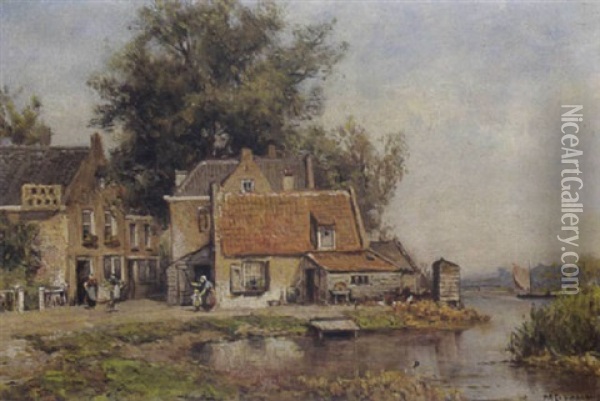 Village Near The Waterfront Oil Painting - Piet Schipperus