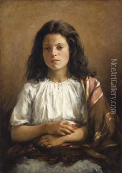 Portrait Eines Zigeunermadchens Oil Painting - Alexei Alexeivich Harlamoff