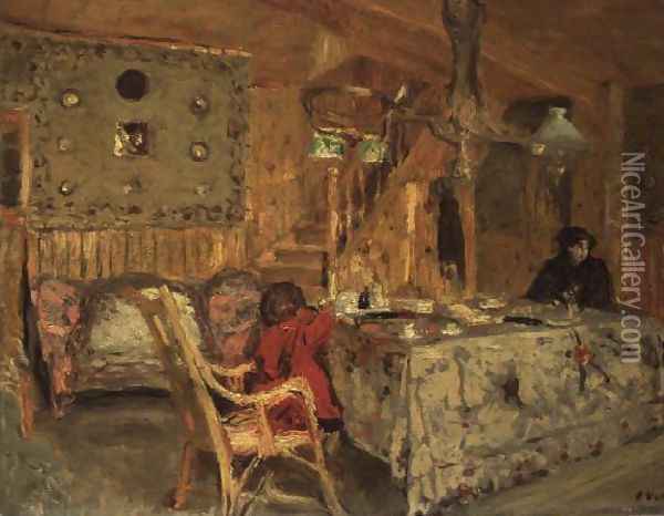 Denise Natanson and Marcelle Aron at Villerville Oil Painting - Jean-Edouard Vuillard