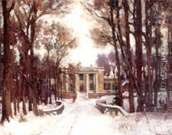 Mansion Of Leray Du Chaumont Near Watertown, New York Oil Painting - Alson Skinner Clark