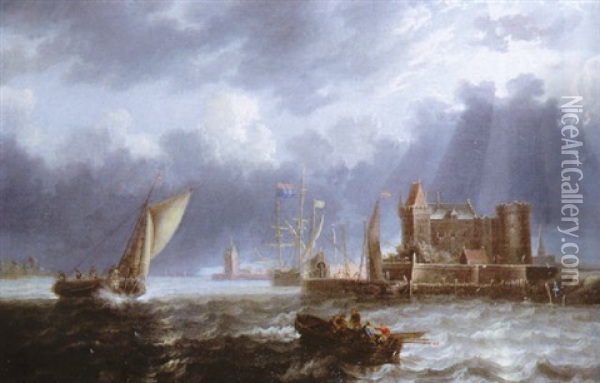 Sortie De L'estuaire Par Temps D'orage Oil Painting - Jan Peeters the Elder