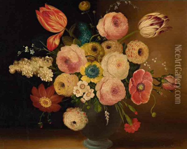 Still Life Of Flowers Oil Painting - William Buelow Gould