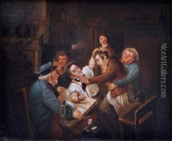 ''the Gamblers Oil Painting - Francois Verheyden