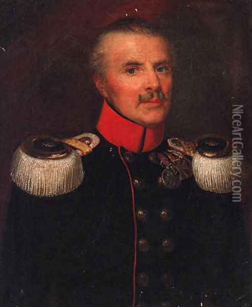 Portrait of a Continental Officer Oil Painting - German School