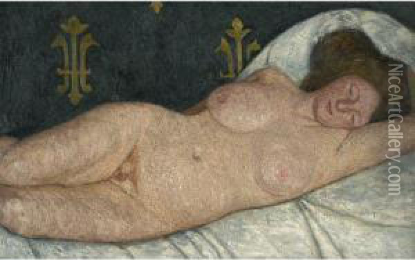 Liegender Weiblicher Akt (reclining Female Nude) Oil Painting - Paula Modersohn-Becker