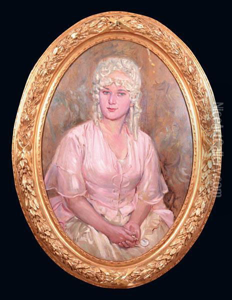 Portret Corki Krystyny, Ok. 1920 R. Oil Painting - Wincenty Wodzinowski