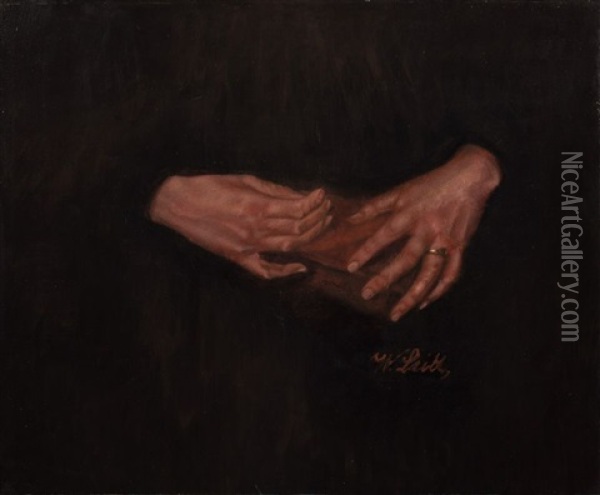 Zwei Frauenhande (ein Buch Haltend) Oil Painting - Wilhelm Maria Hubertus Leibl