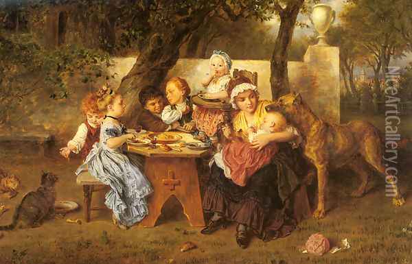 The Birthday Party Oil Painting - Ludwig Knaus