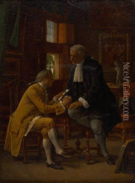 Conversation De Gentilshommes Oil Painting - Victor Joseph Chavet