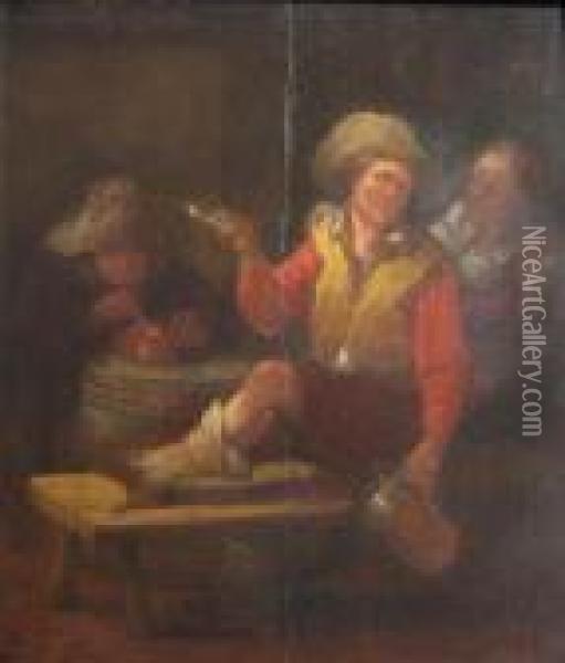 Dutch Tavern Scene Oil Painting - Claes Molenaar (see Molenaer)
