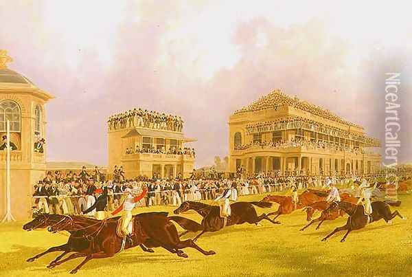 The Dead Heat for the Doncaster Great St. Leger Stakes between 'Charles XII' and 'Euclid', 1839 Oil Painting - James Pollard