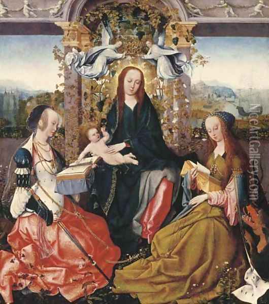 The Virgin and Child with Saint Catherine of Alexandria and Saint Margaret of Antioch Oil Painting - Goossen van der Weyden