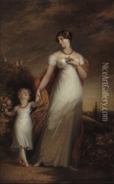 Portrtait Of Elizabeth Eardley-wilmot With Her Daughter Oil Painting - George Dawe