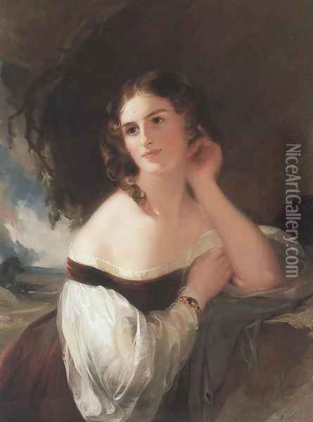 Fanny Kemble 1834 Oil Painting - Thomas Sully