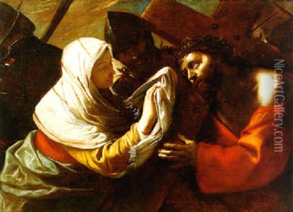 Saint Veronica Wiping The Face Of Christ On The Road To Calvary Oil Painting - Mattia Preti