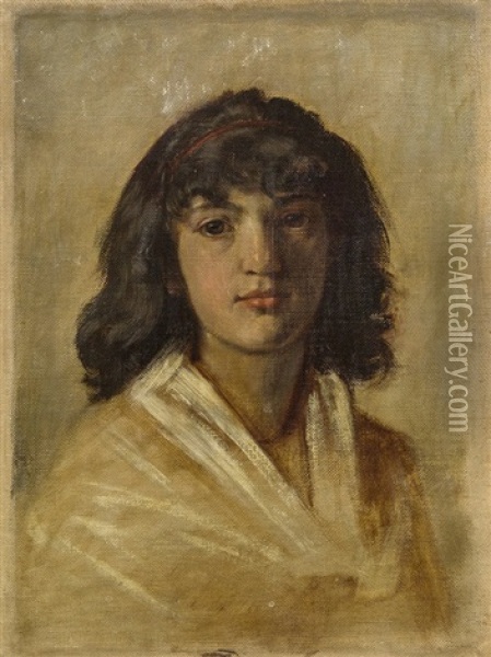 Portratstudie Einer Zigeunerin Oil Painting - August Xaver Carl von Pettenkofen