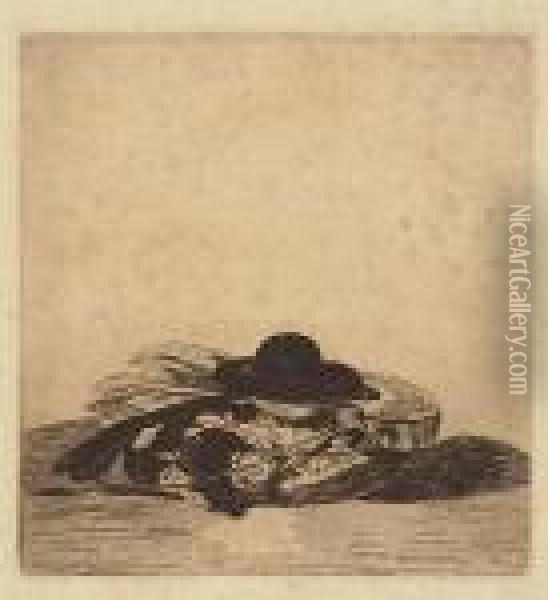 Chapeau Et Guitarre: Frontispice>. Oil Painting - Edouard Manet