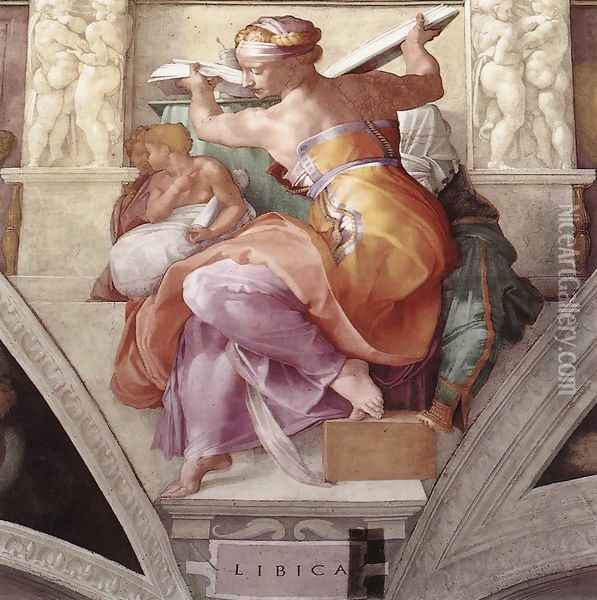The Libyan Sibyl 1511 Oil Painting - Michelangelo Buonarroti
