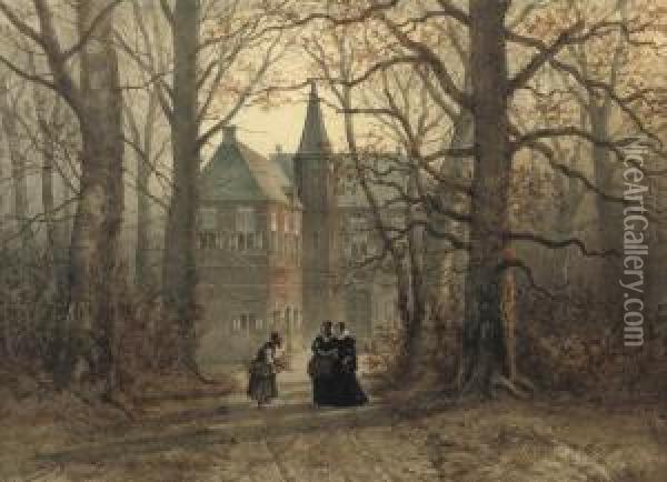 A Morning Stroll Oil Painting - Johan Gerard Smits
