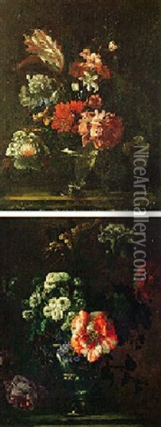 Still Life Of Flowers In A Vase Oil Painting - Jean-Baptiste Monnoyer