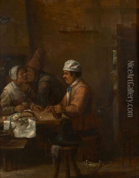 Scene D'interieur De Taverne Oil Painting - Joris van Bredael