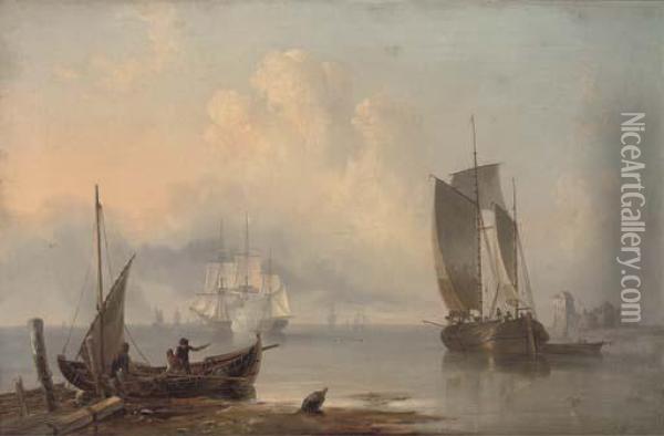 Announcing Their Departure From The Anchorage Oil Painting - John Wilson Carmichael