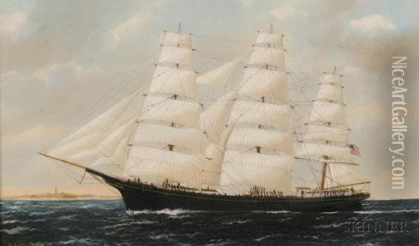 Portrait Of The Ship 
P.n. Blanchard Oil Painting - William Pierce Stubbs