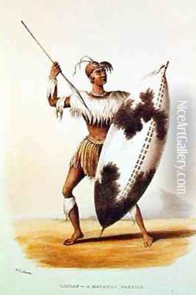 Lingap a Matabili Warrior Oil Painting - William Cornwallis Harris