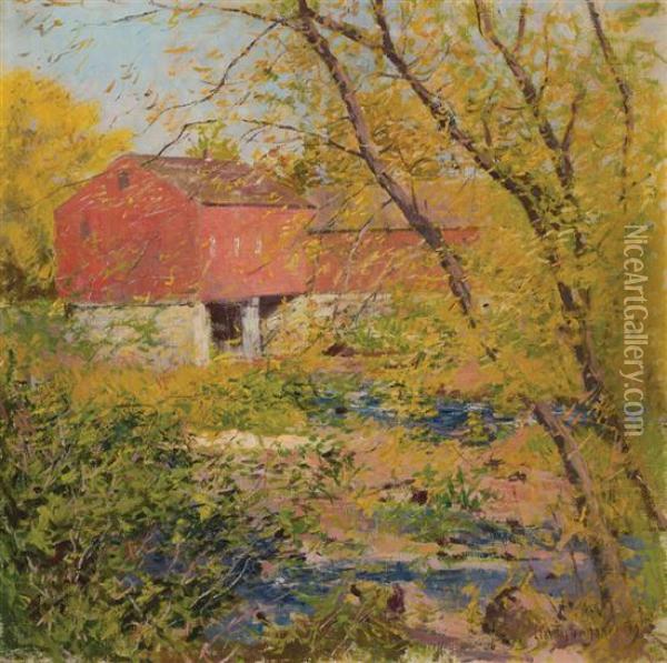 The Old Mill, Suncook River, New Hampshire Oil Painting - Leon Foster Jones