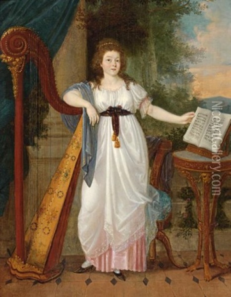 Portrait D'une Musicienne Oil Painting - Anthelme Francois Lagrenee