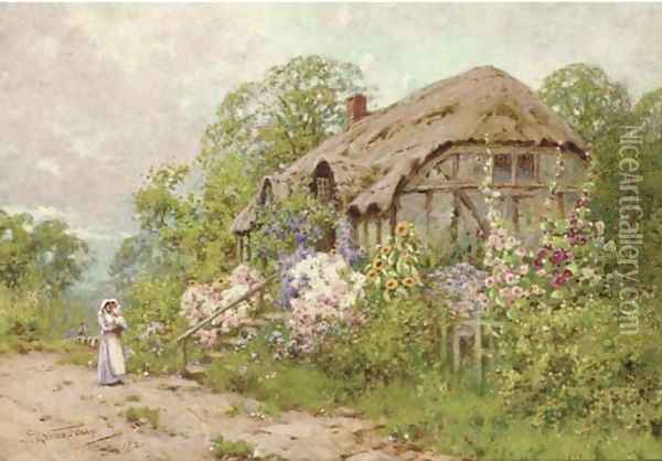 A Worcester lane, near Ombersley Oil Painting - J.A. Lynas Gray