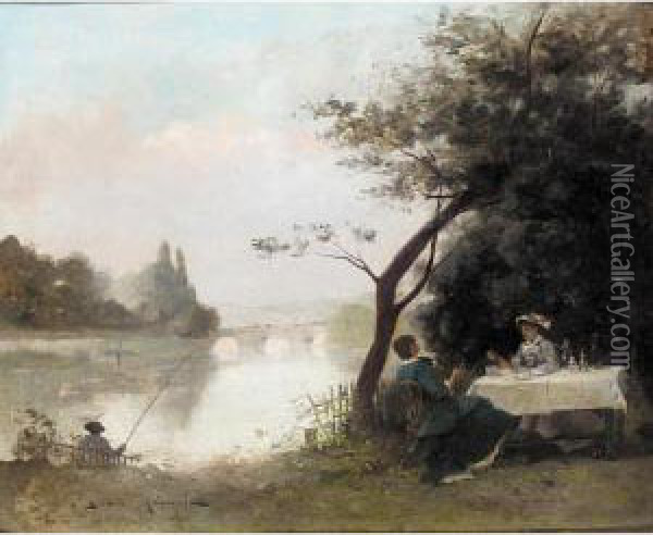 Riverside Lunch Oil Painting - Gustave Maincent