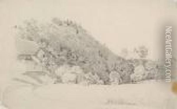 Landscape With A House On A Wooded Hillside Oil Painting - Georg Maximilian Johann Von Dillis