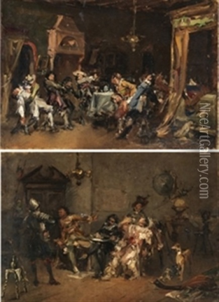 Escenas De Interior (pair) Oil Painting - Francisco Domingo Marques