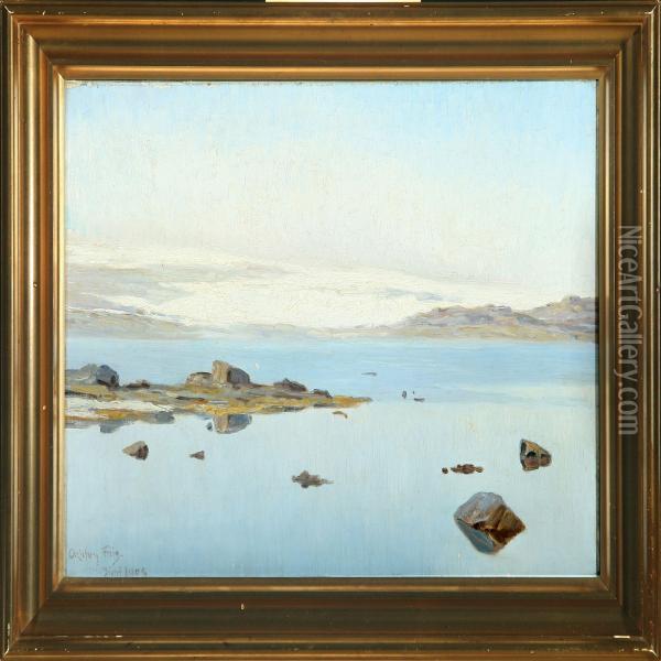 Scenery From A Greenlandic Inlet Oil Painting - Achton Friis