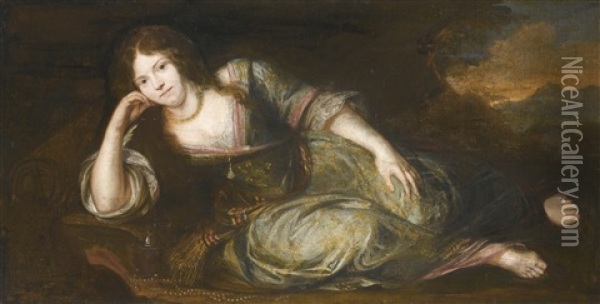 Portrait Of A Lady, In The Guise Of Mary Magdalene Oil Painting - John Michael Wright