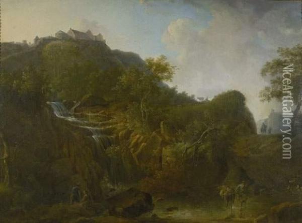 Landschaft Mit Wasserfall. 1826 Oil Painting - Joseph Julien