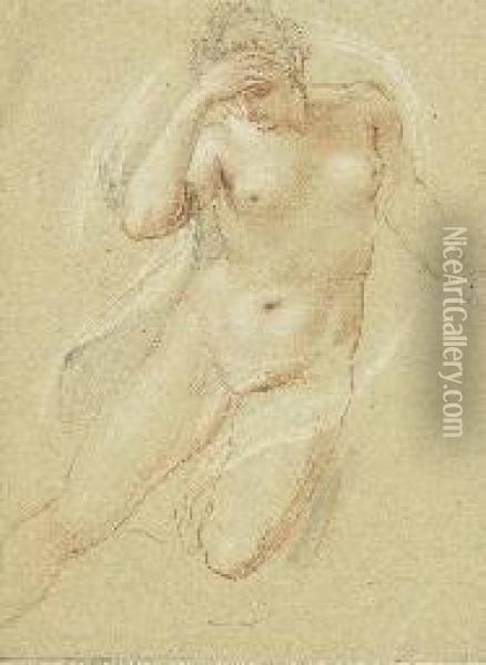 A Female Nude, Three-quarter-length Oil Painting - Giovanni Batista Cipriani