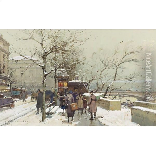 Les Quais, Paris Oil Painting - Eugene Galien-Laloue