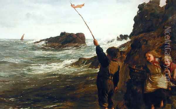 Caught by the Tide Oil Painting - James Clarke Hook